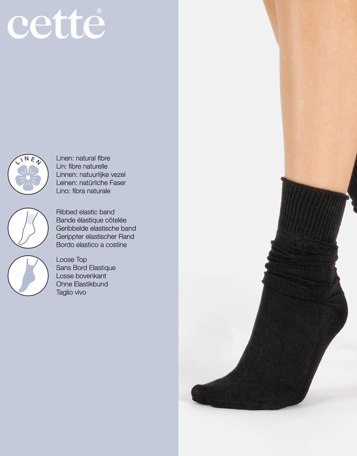Cette - Linen Socks without Elastic Band, Women Socks, Natural Fibre: One Size