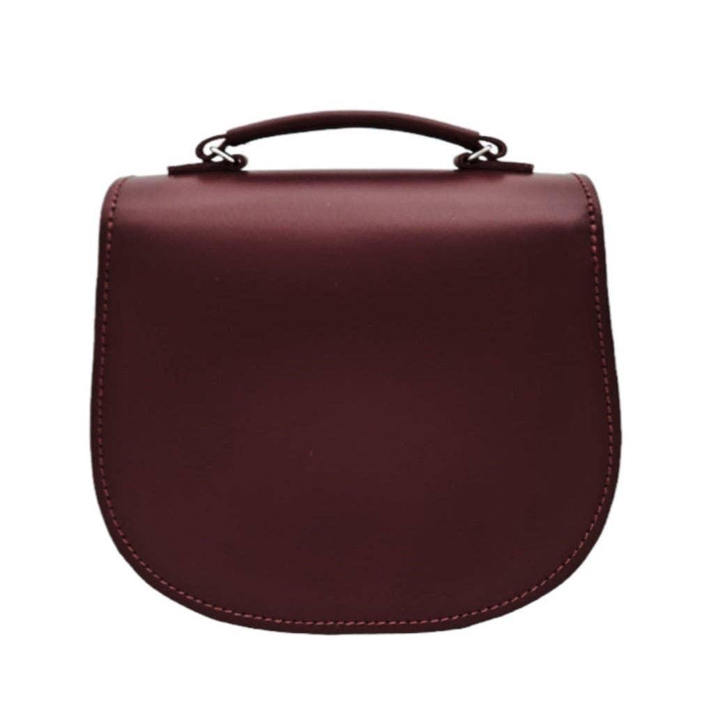 Zatchels - Handmade Leather Twist Lock Saddle Bag in Oxblood