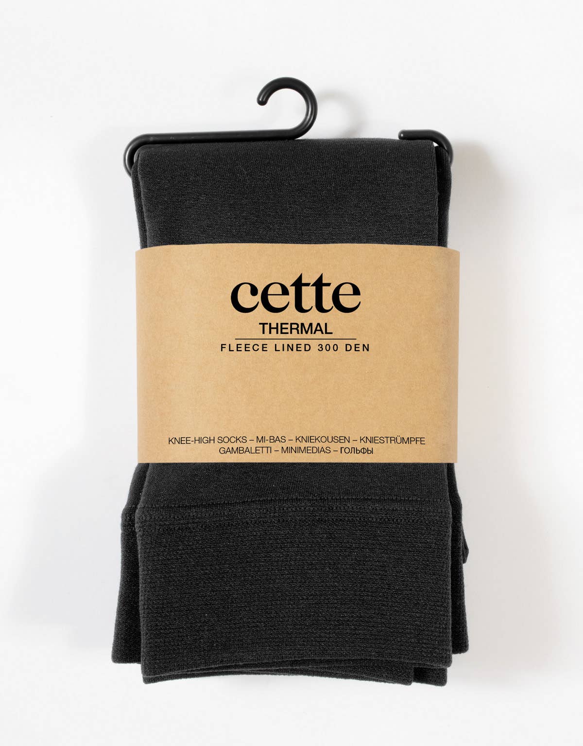 Cette Thermal Ladies Knee High Socks with Fleece Lining in Black, Twin Pack One Size (35-38)