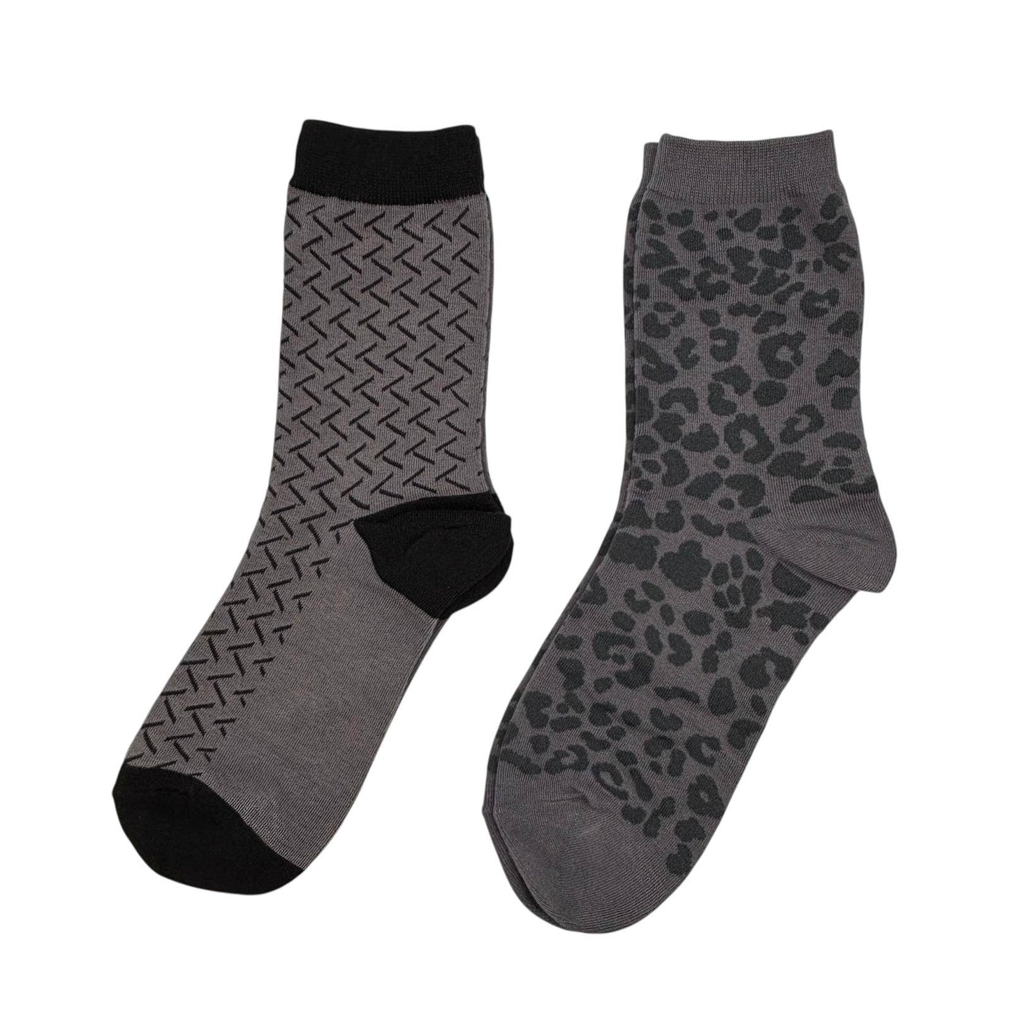 Sixton London - Charcoal Kyoto & Leopard Sock Box Duo