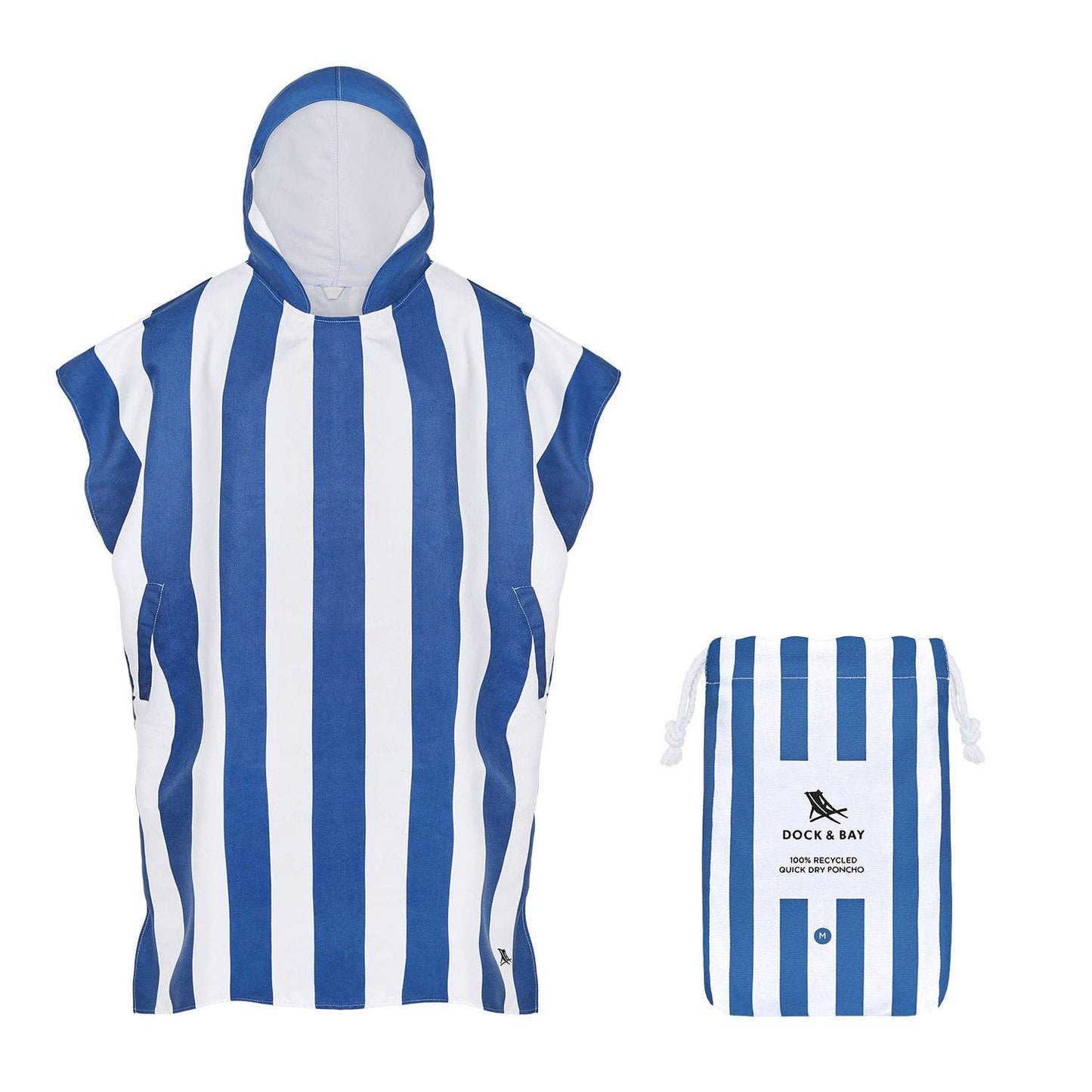 Adult Hooded Towelling Poncho by Dock & Bay - Whitsunday Blue: Medium (35x27")