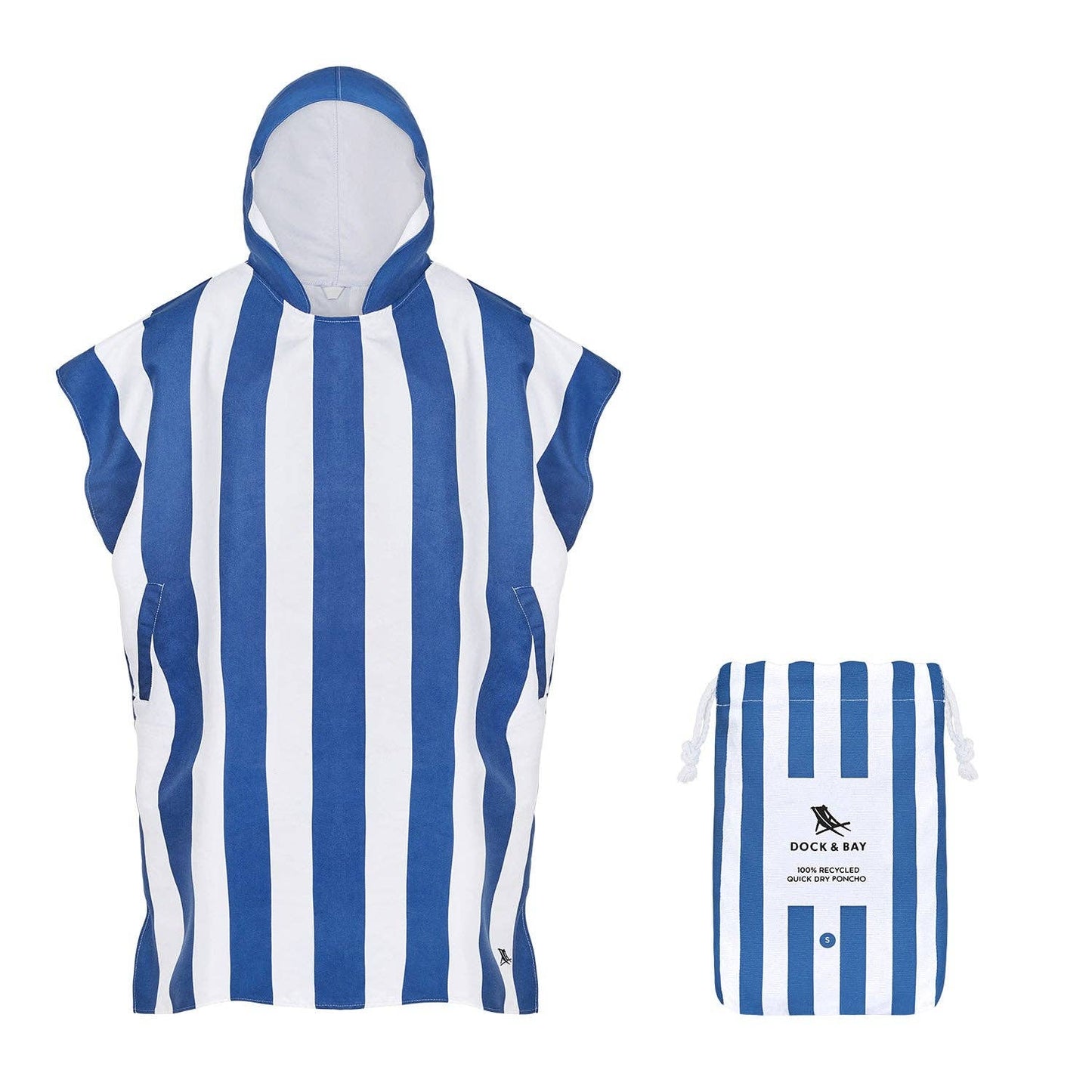 Adult Hooded Towelling Poncho by Dock & Bay - Whitsunday Blue: Medium (35x27")