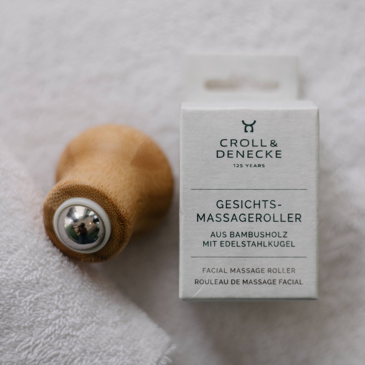 Croll & Denecke - Facial Massage Roller Wood with Stainless Steel Ball Migraine Ideal Gift