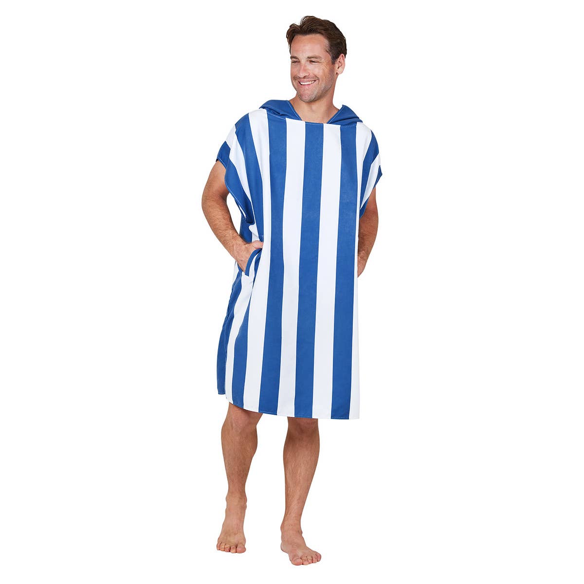 Adult Hooded Towelling Poncho by Dock & Bay - Whitsunday Blue: Medium (35x27")