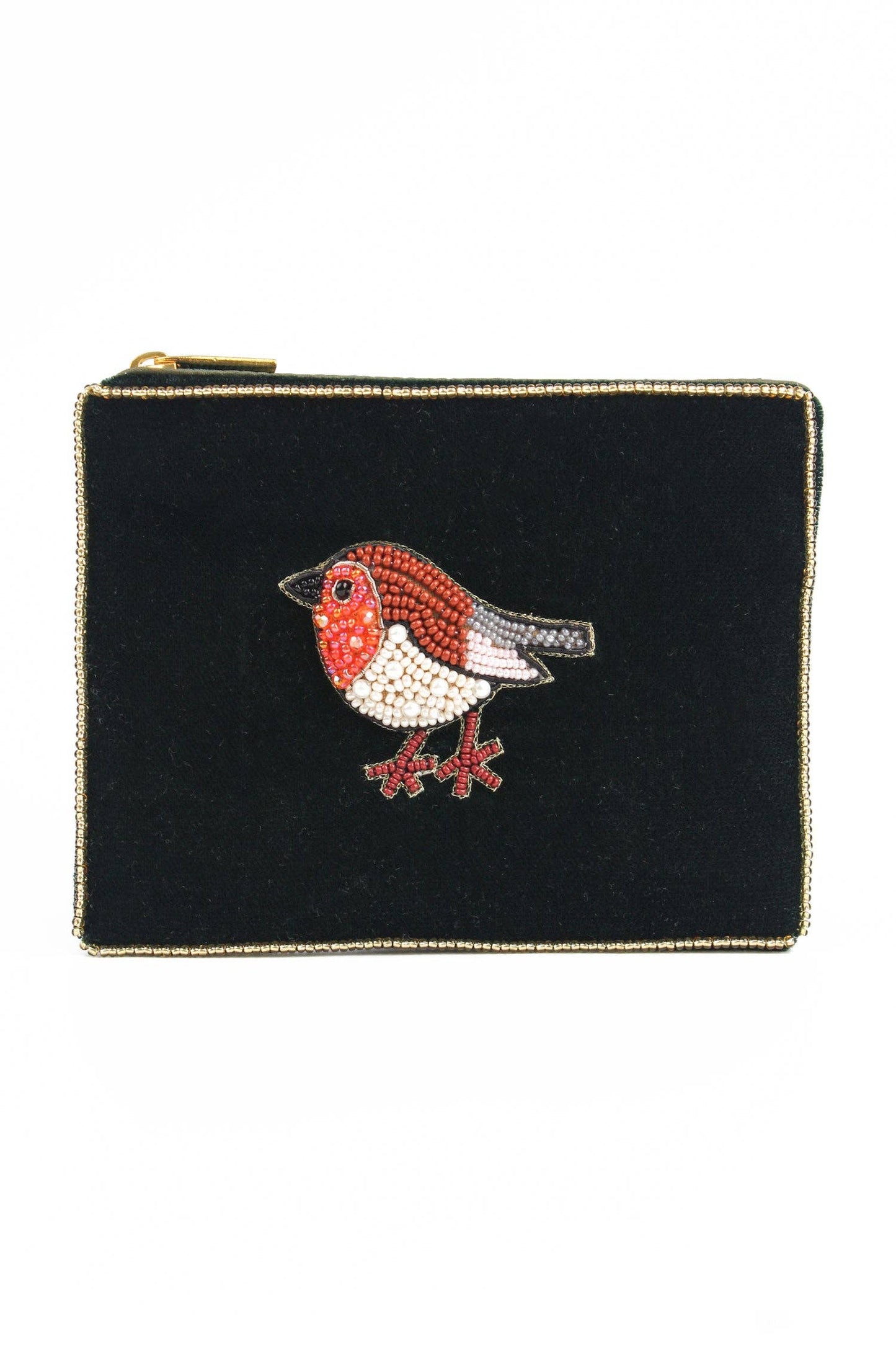 My Doris - DARK GREEN ROBIN SMALL VELVET POUCH
