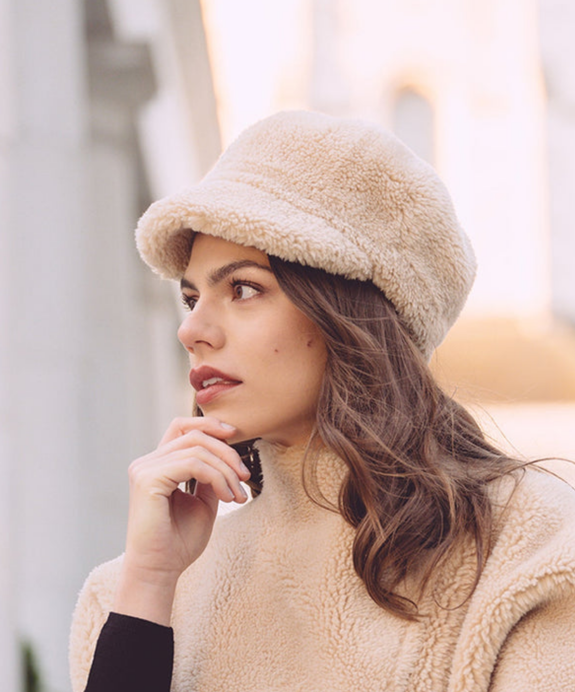 The Brielle Cap - Faux Fur in Camel