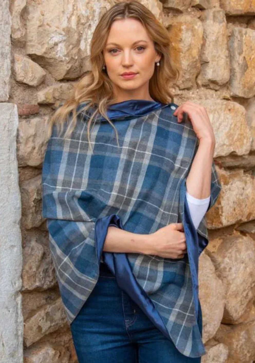 Tweed Wrap with Satin Lining by Earth Squared