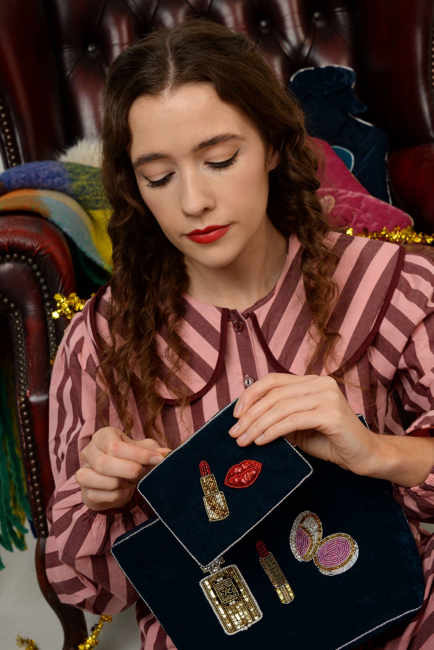 My Doris - CHERRY GREEN VELVET SMALL POUCH