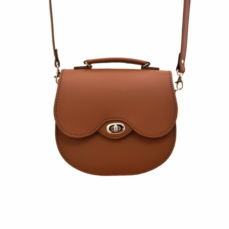 Zatchels - Handmade Leather Twist Lock Saddle Bag in Chestnut
