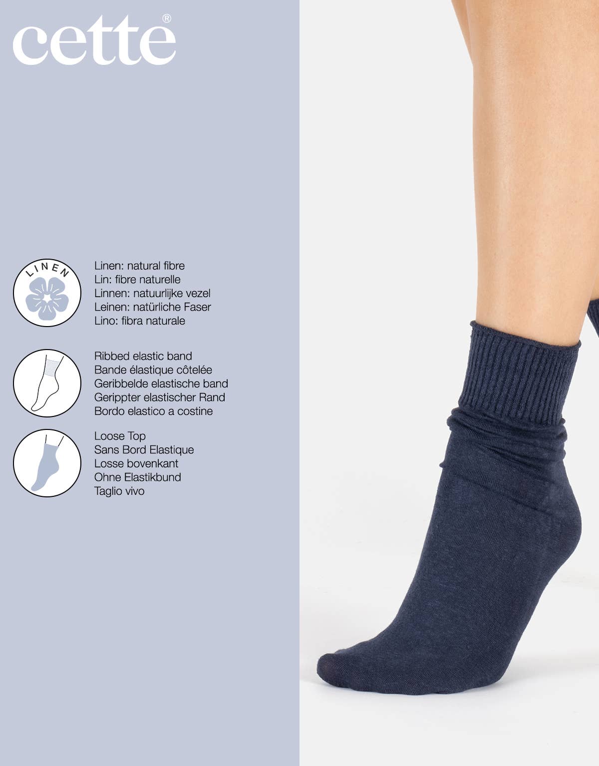 Cette - Linen Socks without Elastic Band, Women Socks, Natural Fibre: One Size