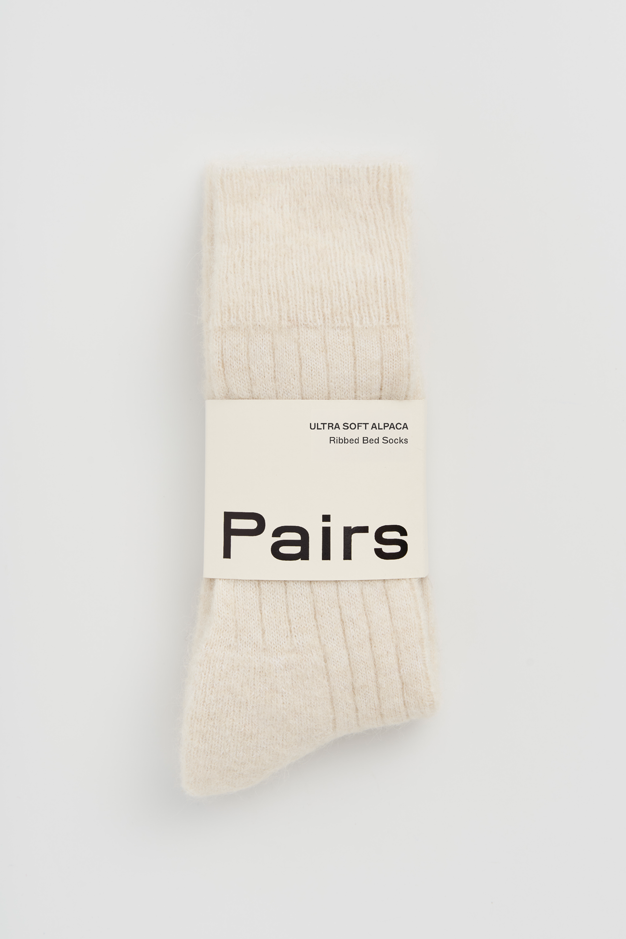 Pairs Ultra Soft Alpaca Ribbed Bed Socks – Clotted Cream | UK 4–7