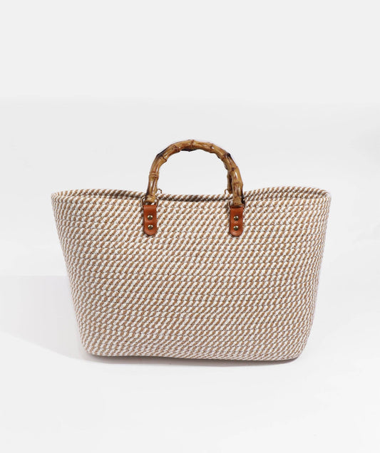 Pia Rossini - Narina Basket Bag - Tan/White