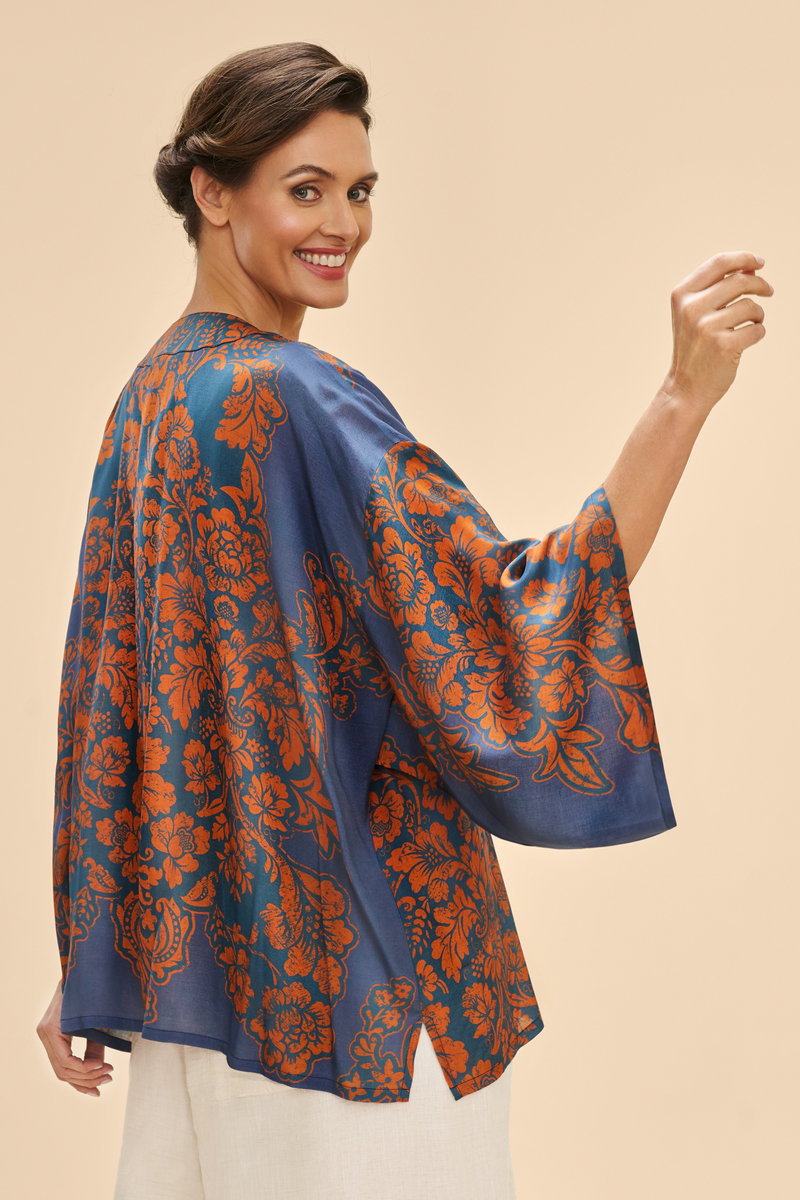 Denim Tapestry Kimono Jacket - Powder Design