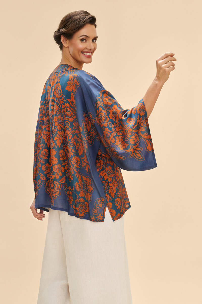 Denim Tapestry Kimono Jacket - Powder Design