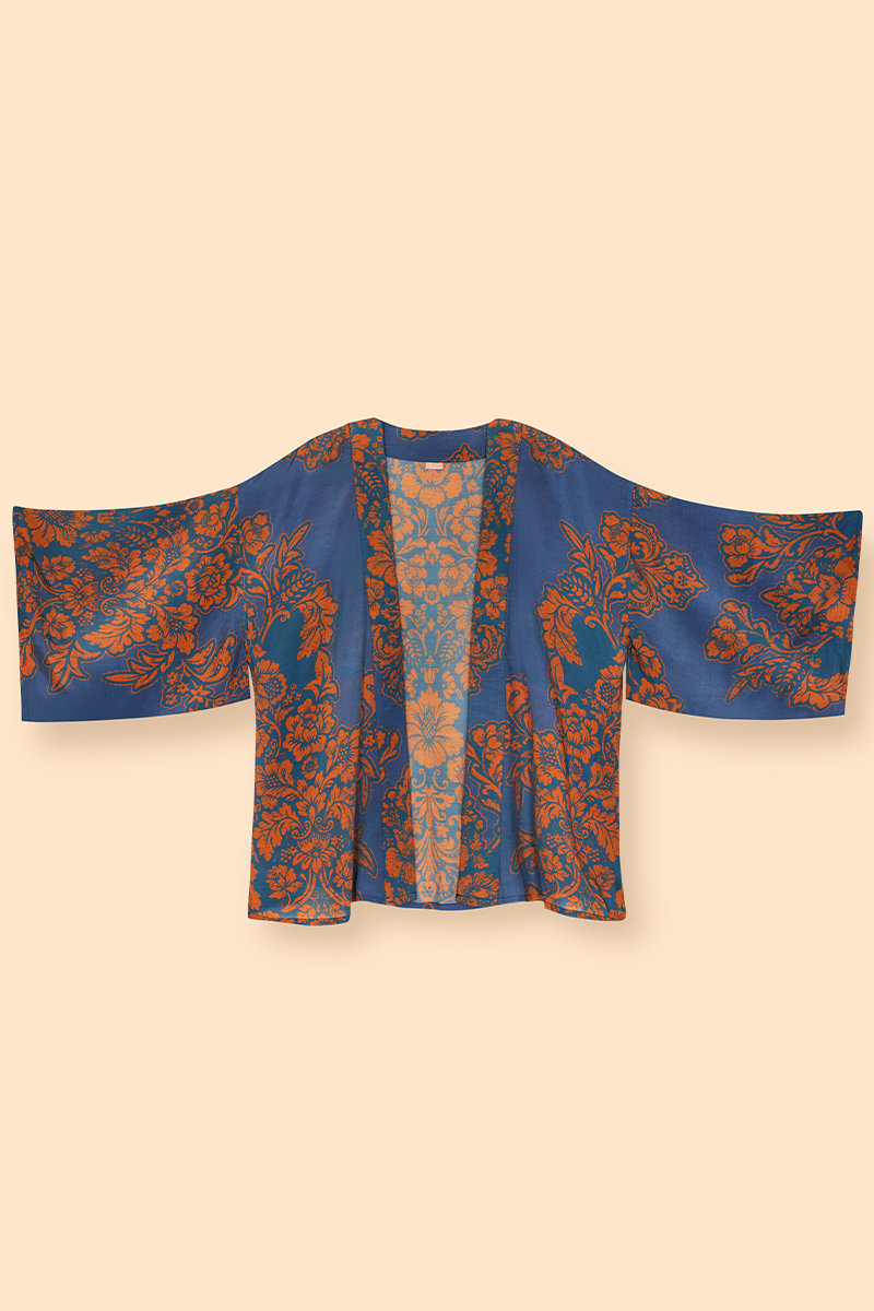Denim Tapestry Kimono Jacket - Powder Design