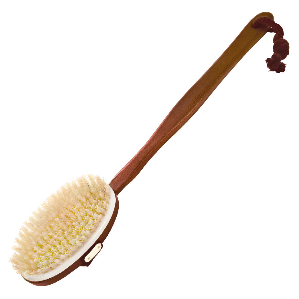 Croll & Denecke Bath Brush Dark Wood, Long Handle, Natural Spa Beauty Christmas Gift