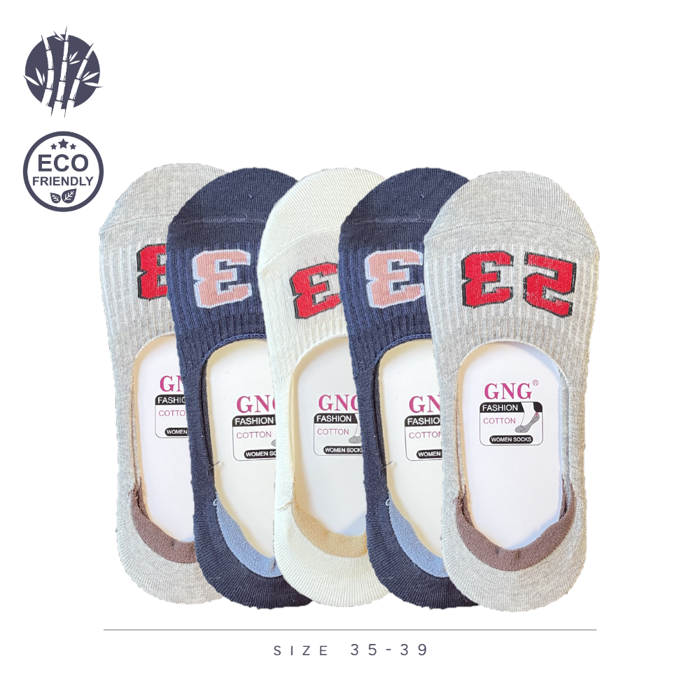 Bamboo Footies Sock Set, Sports Design, 5 Pair Set, Ladies 35-38