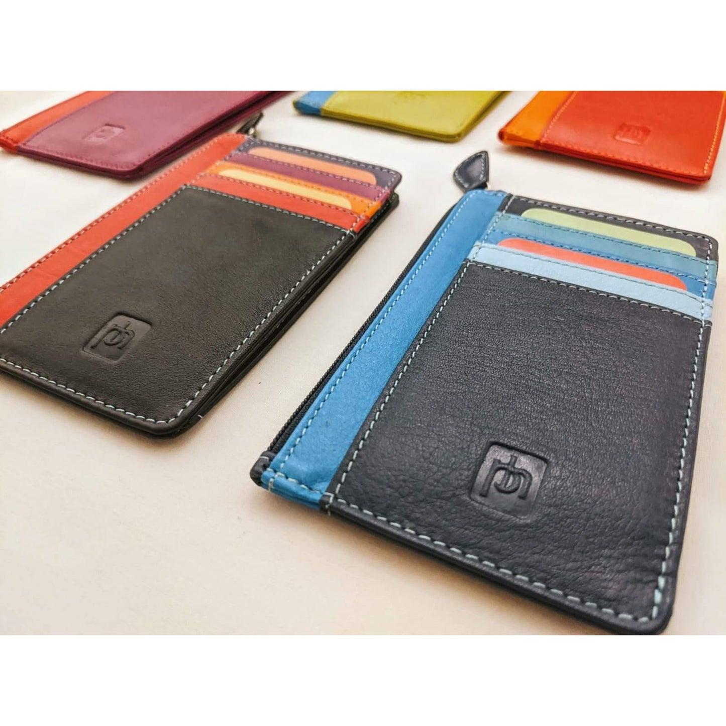 Non RFID Slim Leather Card Purse - Diamond Parrot Accessory Emporium