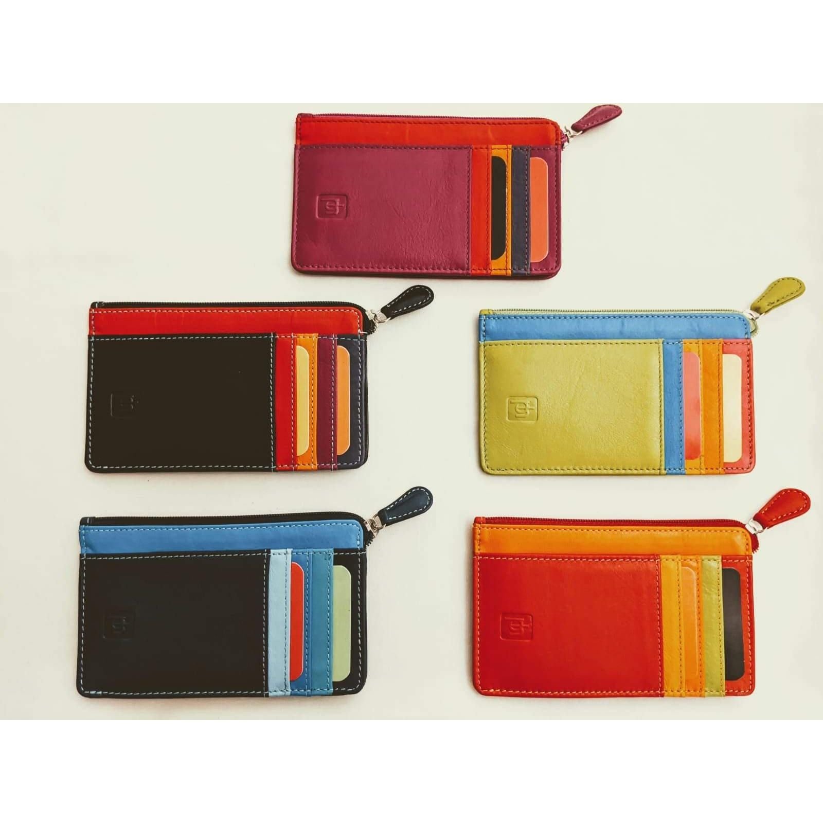 Non RFID Slim Leather Card Purse - Diamond Parrot Accessory Emporium