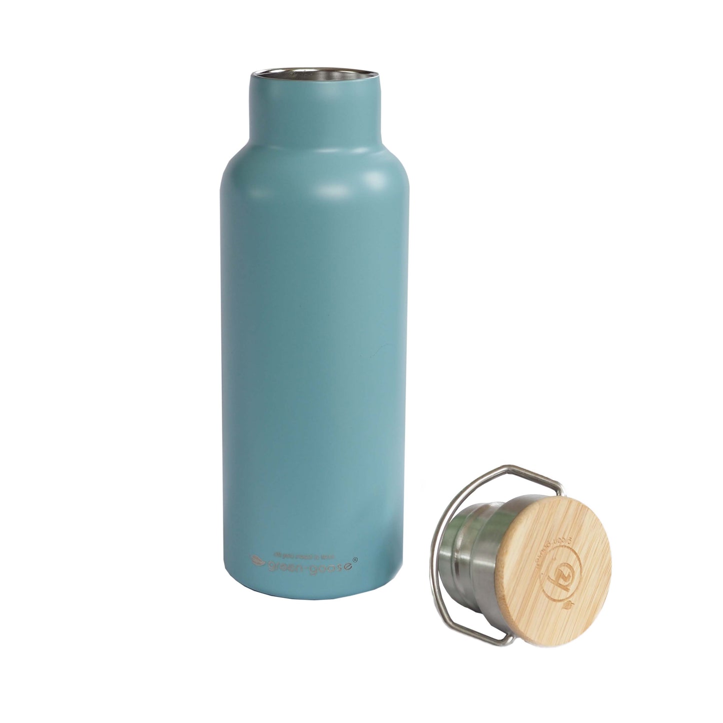 Stainless Steel Thermos Flask with Bamboo Cap | Green or Blue | In Gift Box