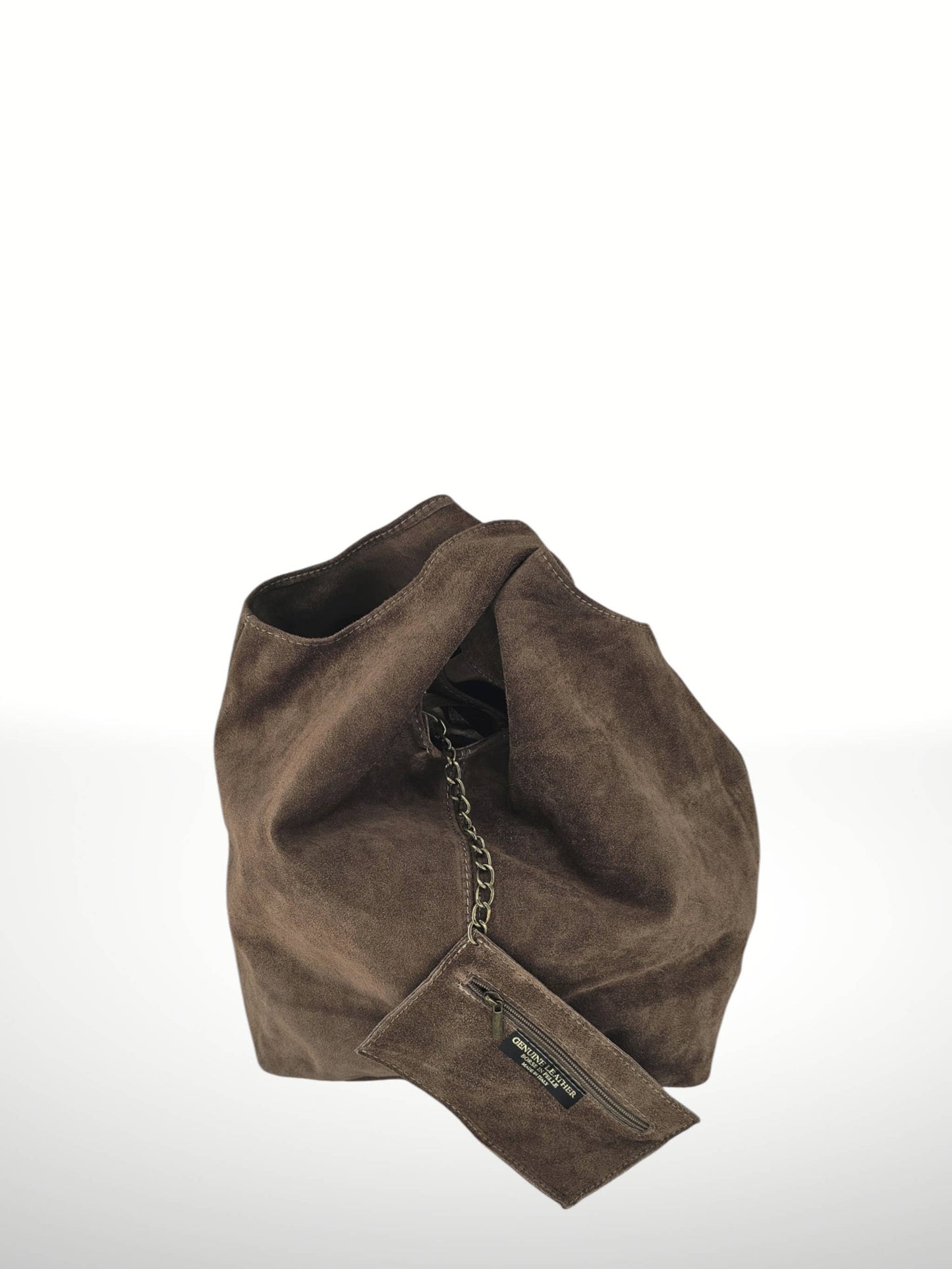 ITALIAN'S LEATHER - Giannina 221024 Suede Leather Shoulder Bag: Green