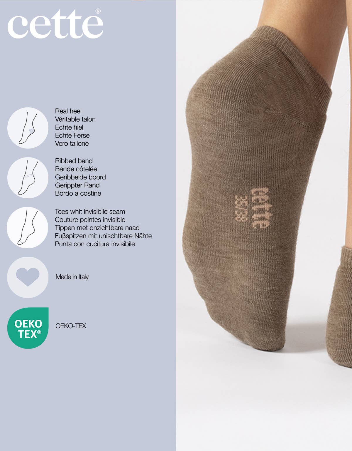 Cette - Merino Wool Footies Wool Invisible Socks Trainer Warm Socks: White / 35/38