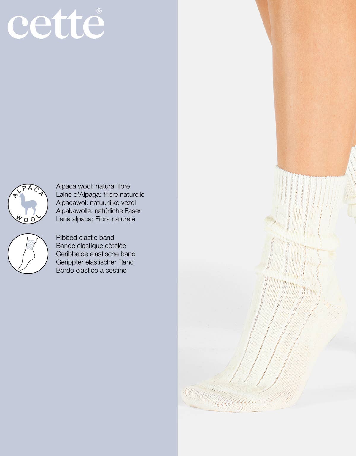 Cette - Alpaca Wool Socks Ribbed Pattern, Winter Socks : One Size