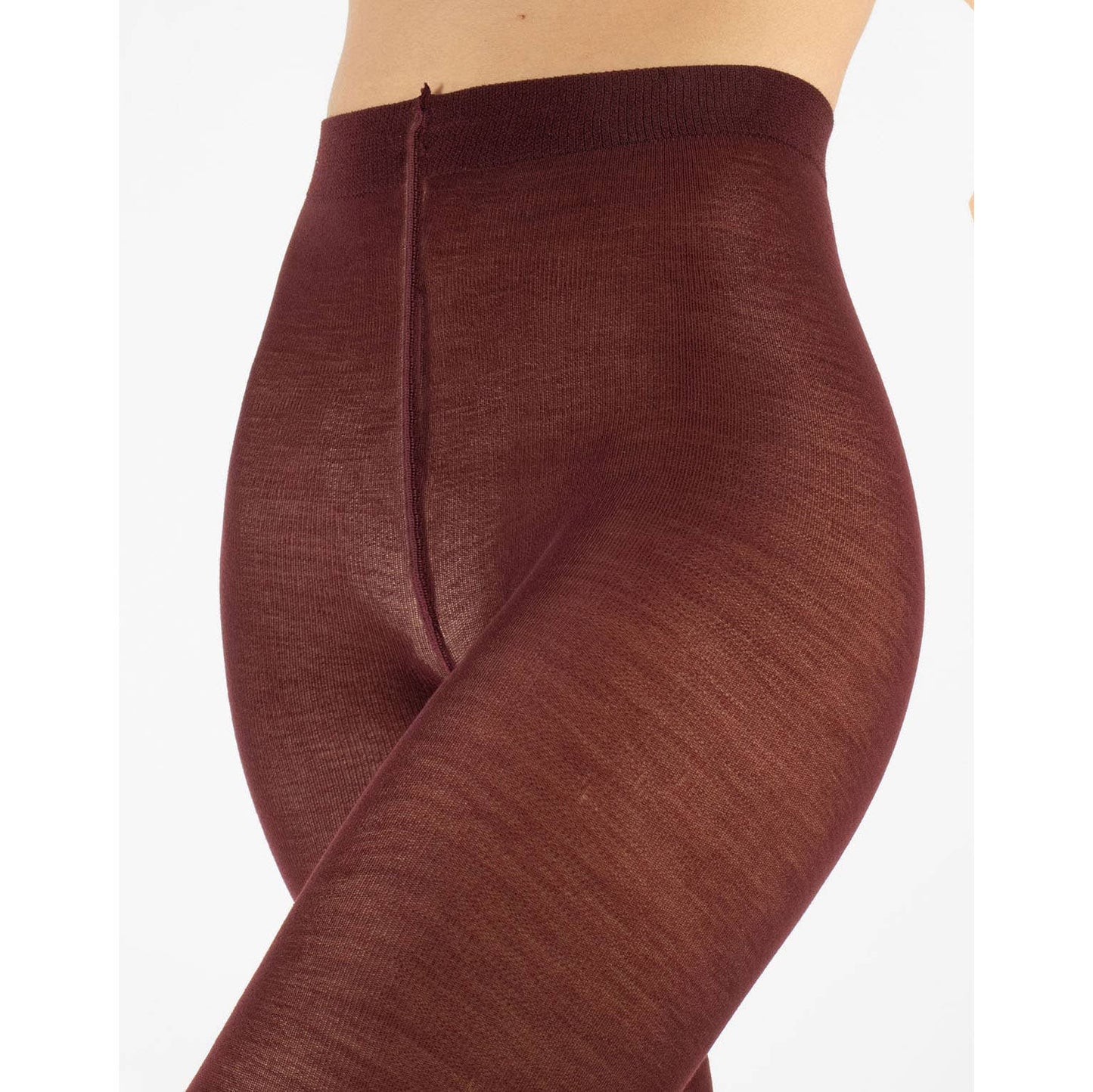 Cette - Merino Wool Tights 100 Denier, Winter Opaque Tights in Bordeaux
