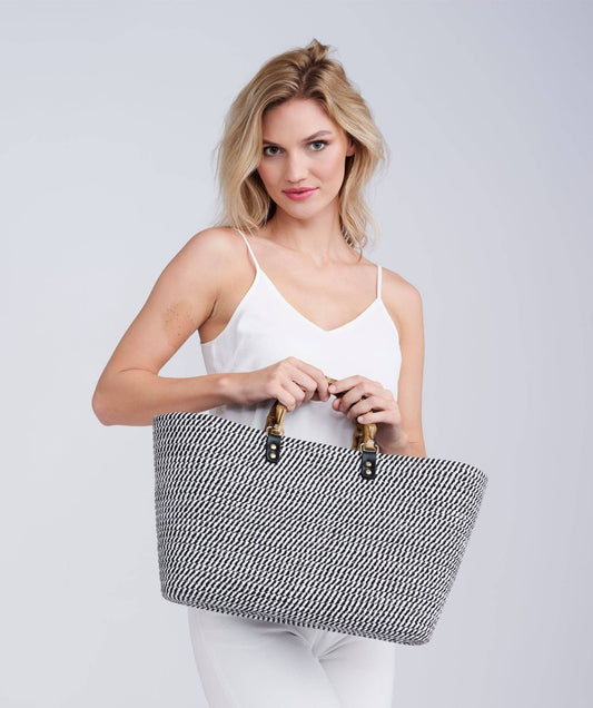 Pia Rossini - Narina Basket Bag - Black/White