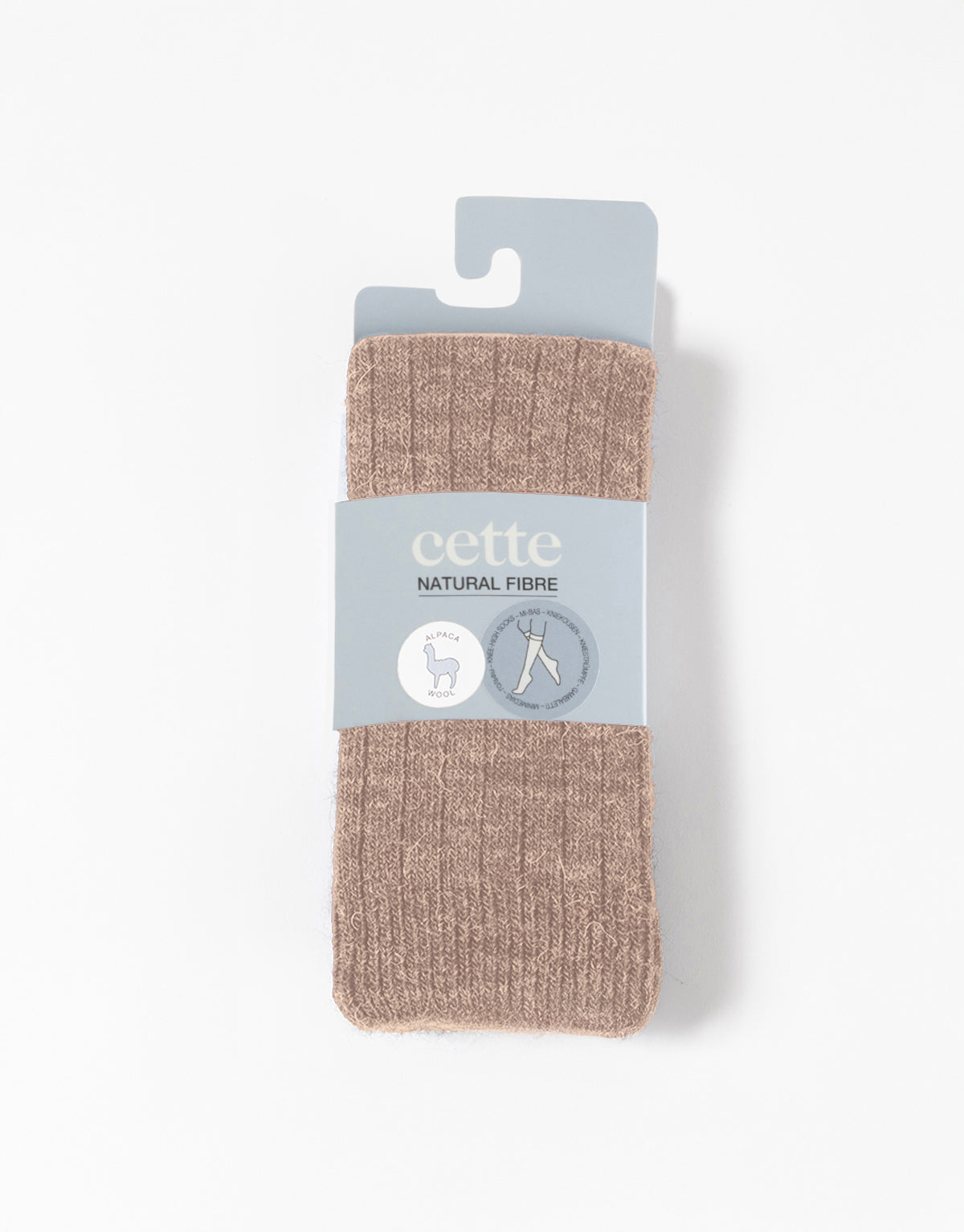 Cette - Knee High Alpaca Wool Socks, Winter Socks in Sand, One Size