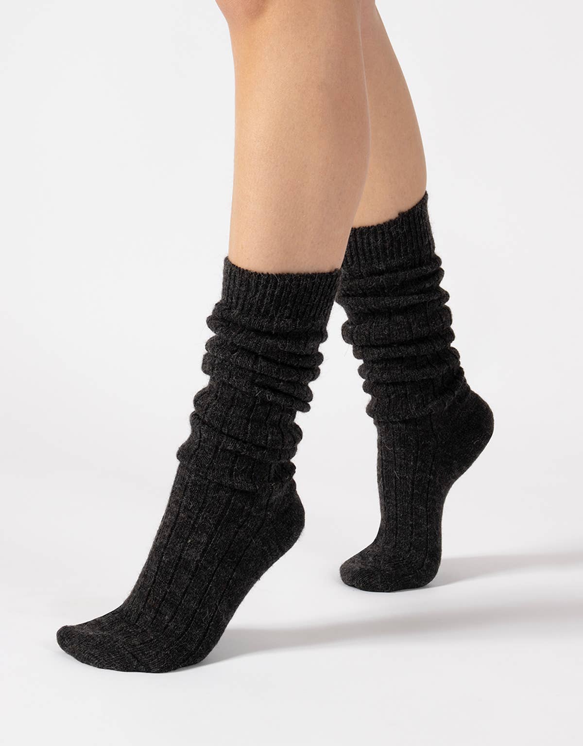 Cette - Wool knee high socks, Alpaca wool socks, Winter Socks, gift: Dark Grey / One Size