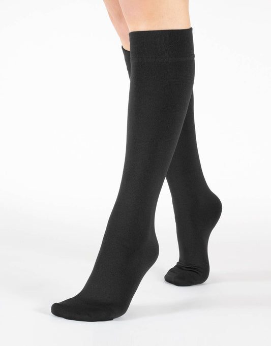 Cette Thermal Ladies Knee High Socks with Fleece Lining in Black, Twin Pack One Size (35-38)