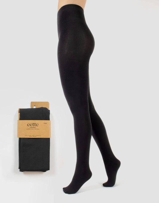 Cette - Thermal Tights with Warm Fleece Inner 300 DEN, Opaque Tights: Black
