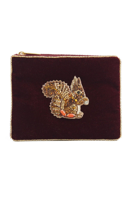 My Doris - BURGUNDY SQUIRREL SMALL VELVET POUCH
