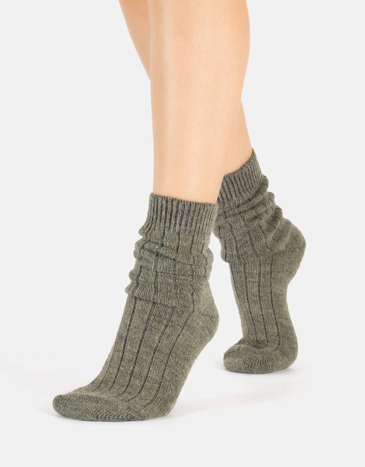 Cette - Alpaca Wool Socks Ribbed Pattern, Winter Socks : One Size