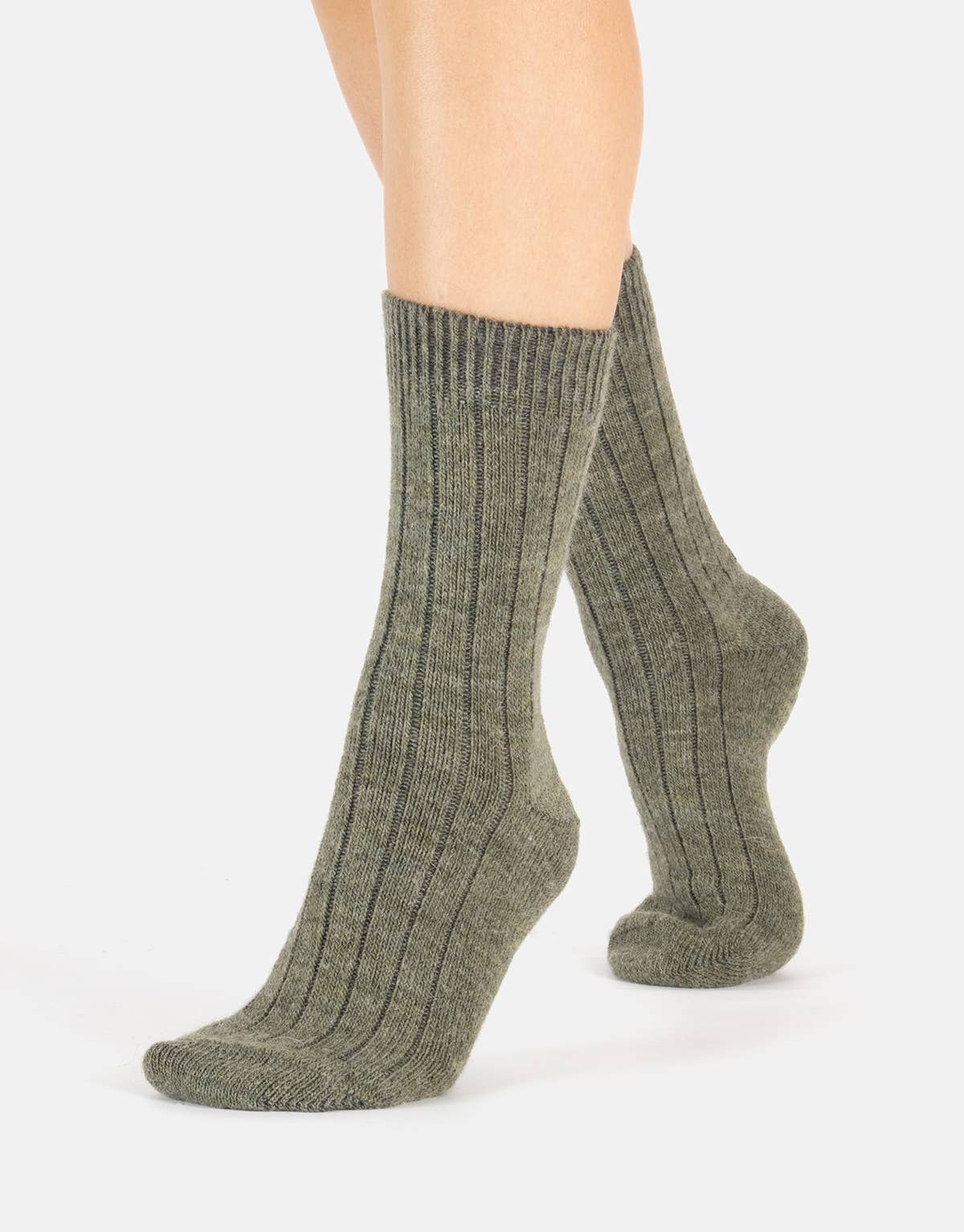 Cette - Alpaca Wool Socks Ribbed Pattern, Winter Socks : One Size