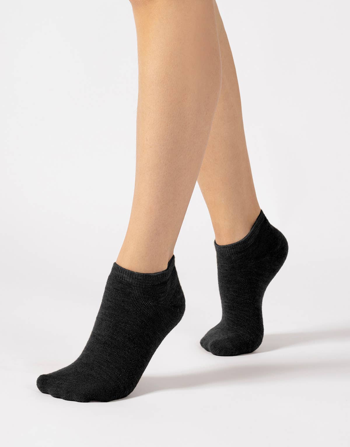 Cette - Merino Wool Footies Wool Invisible Socks Trainer Warm Socks: Dark Grey / 35/38