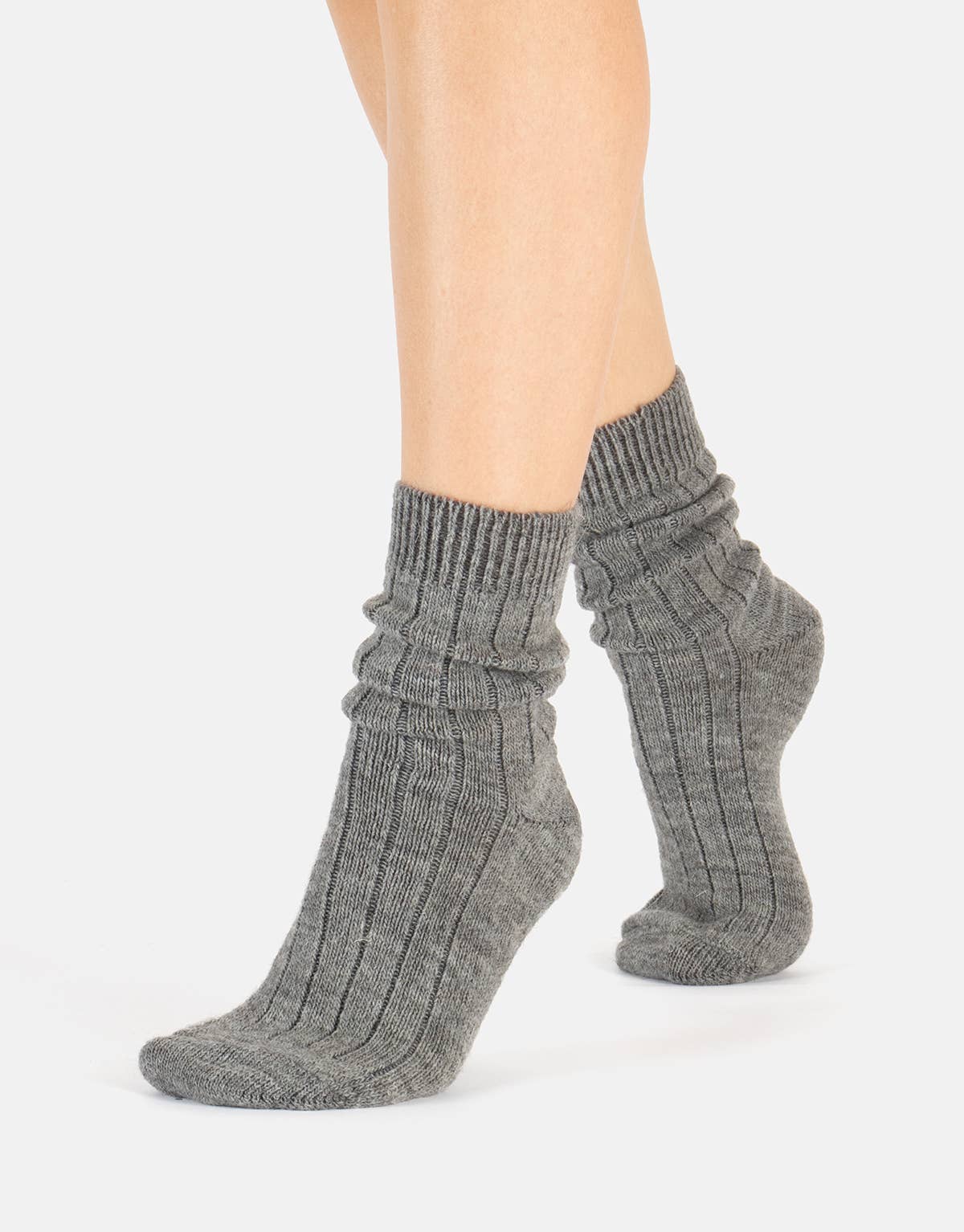 Cette - Alpaca Wool Socks Ribbed Pattern, Winter Socks : One Size