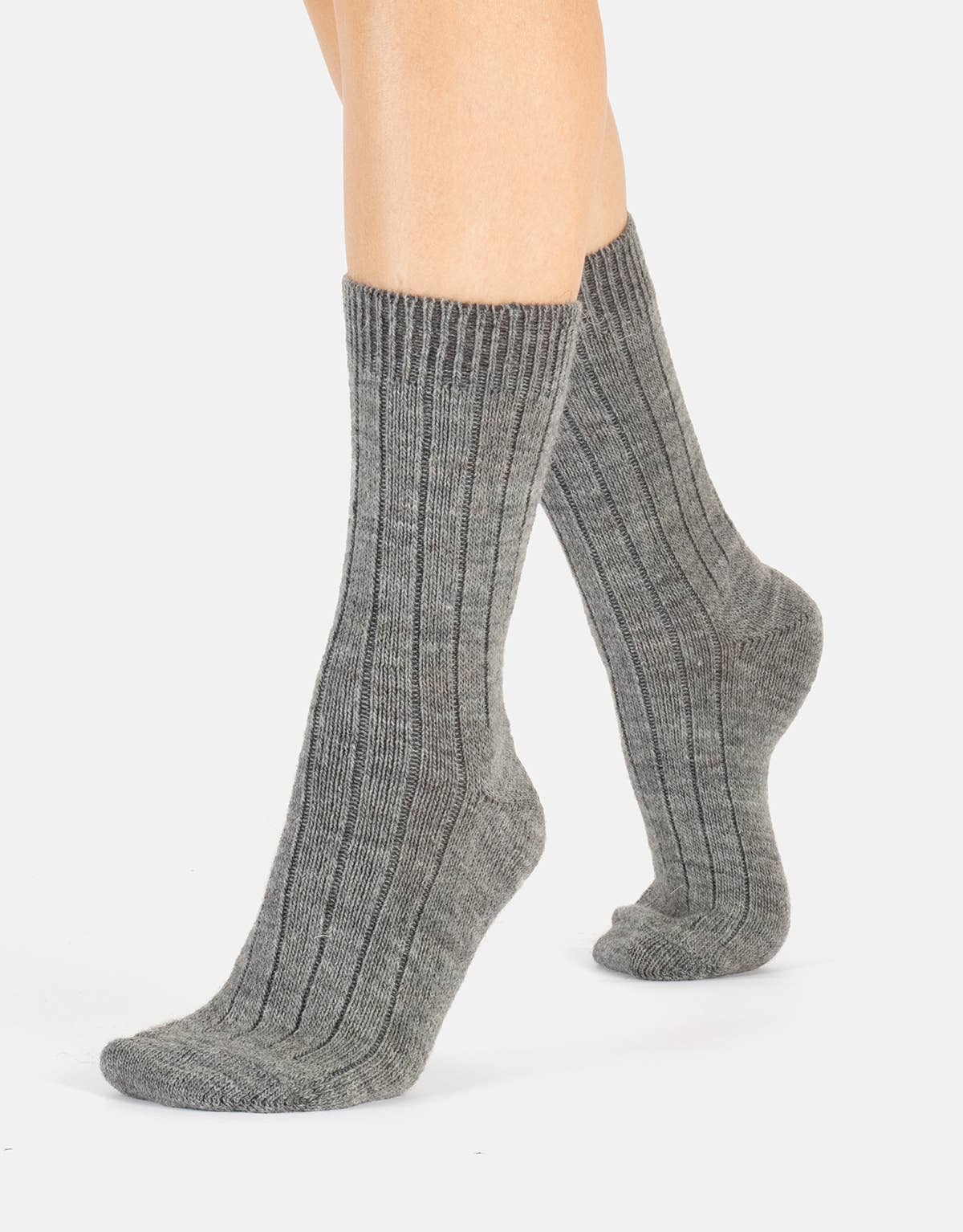 Cette - Alpaca Wool Socks Ribbed Pattern, Winter Socks : One Size