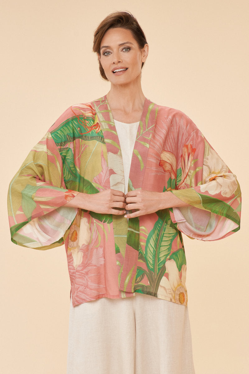 Delicate Tropical Floral Kimono Jacket - Candy