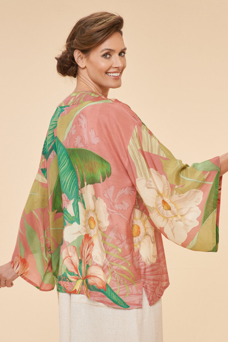 Delicate Tropical Floral Kimono Jacket - Candy