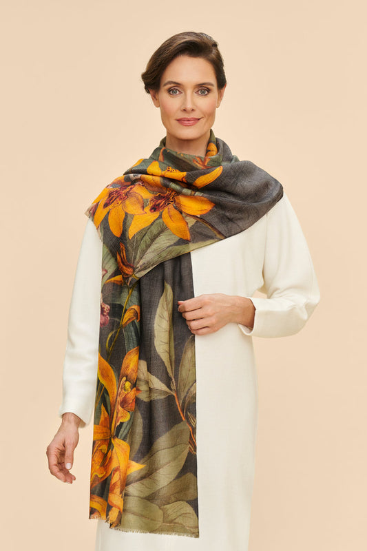 Wool Wrap - Botany Bliss in Charcoal Scarf