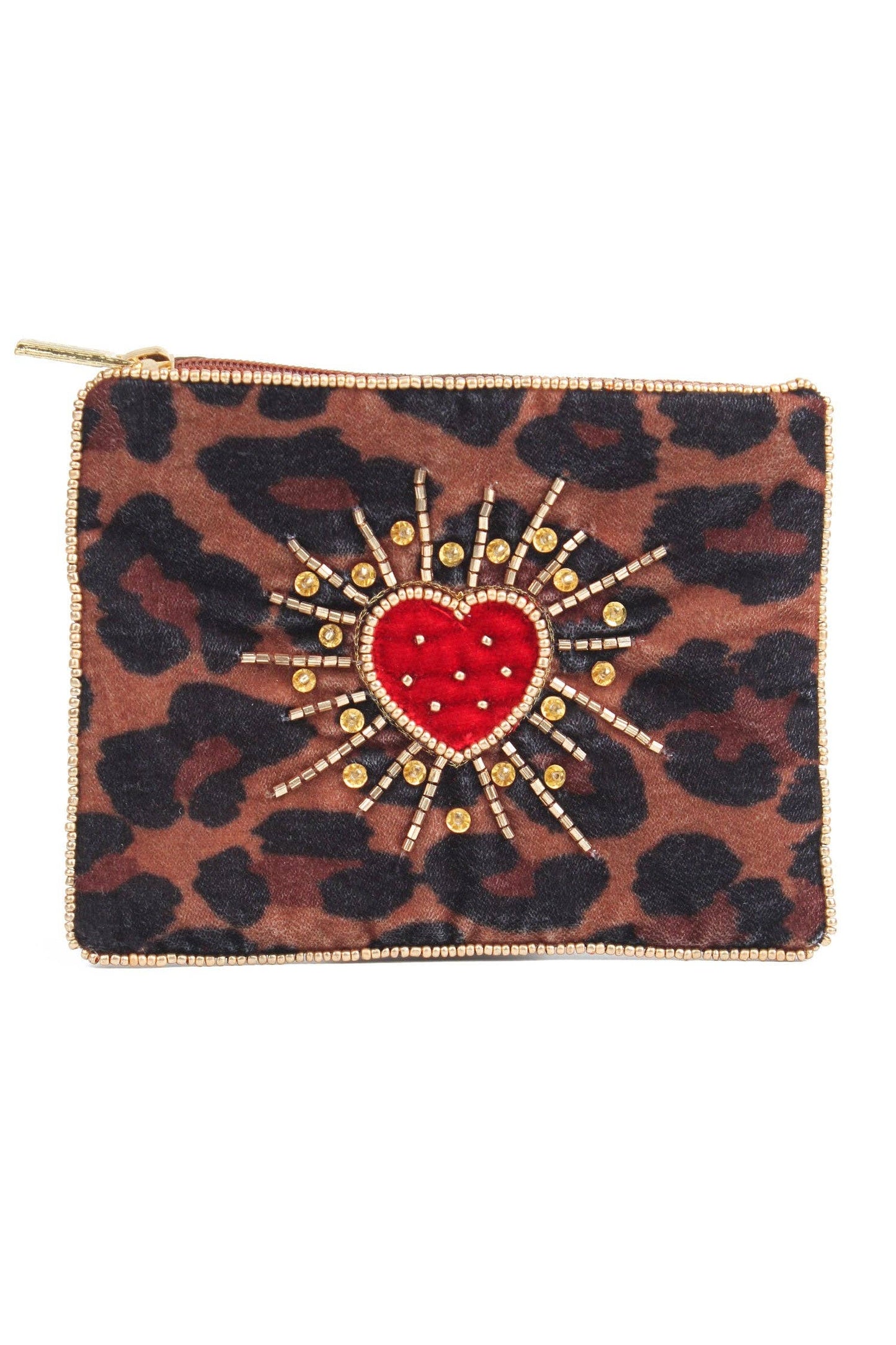My Doris - LEOPARD HEART BURST SMALL POUCH