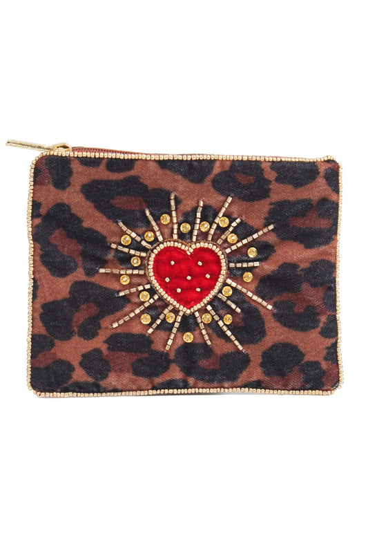 My Doris - LEOPARD HEART BURST SMALL POUCH