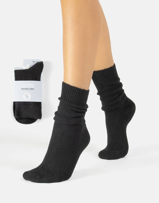 Cette - Cashmere and Merino Wool Socks in Black, One Size