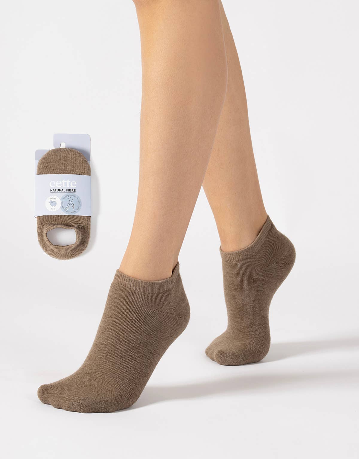 Cette - Merino Wool Footies Wool Invisible Socks Trainer Warm Socks: White / 35/38