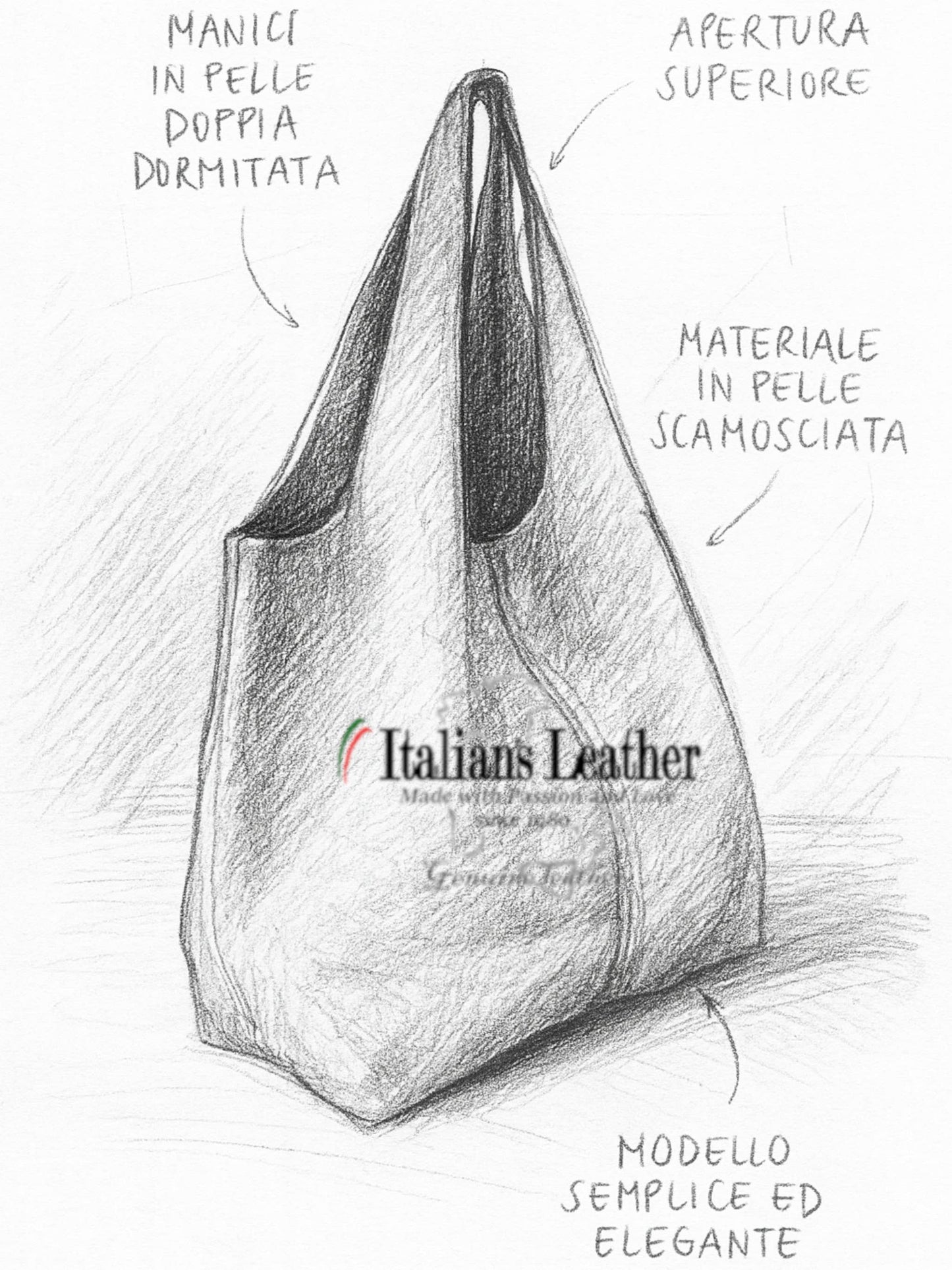 ITALIAN'S LEATHER - Giannina 221024 Suede Leather Shoulder Bag: Green