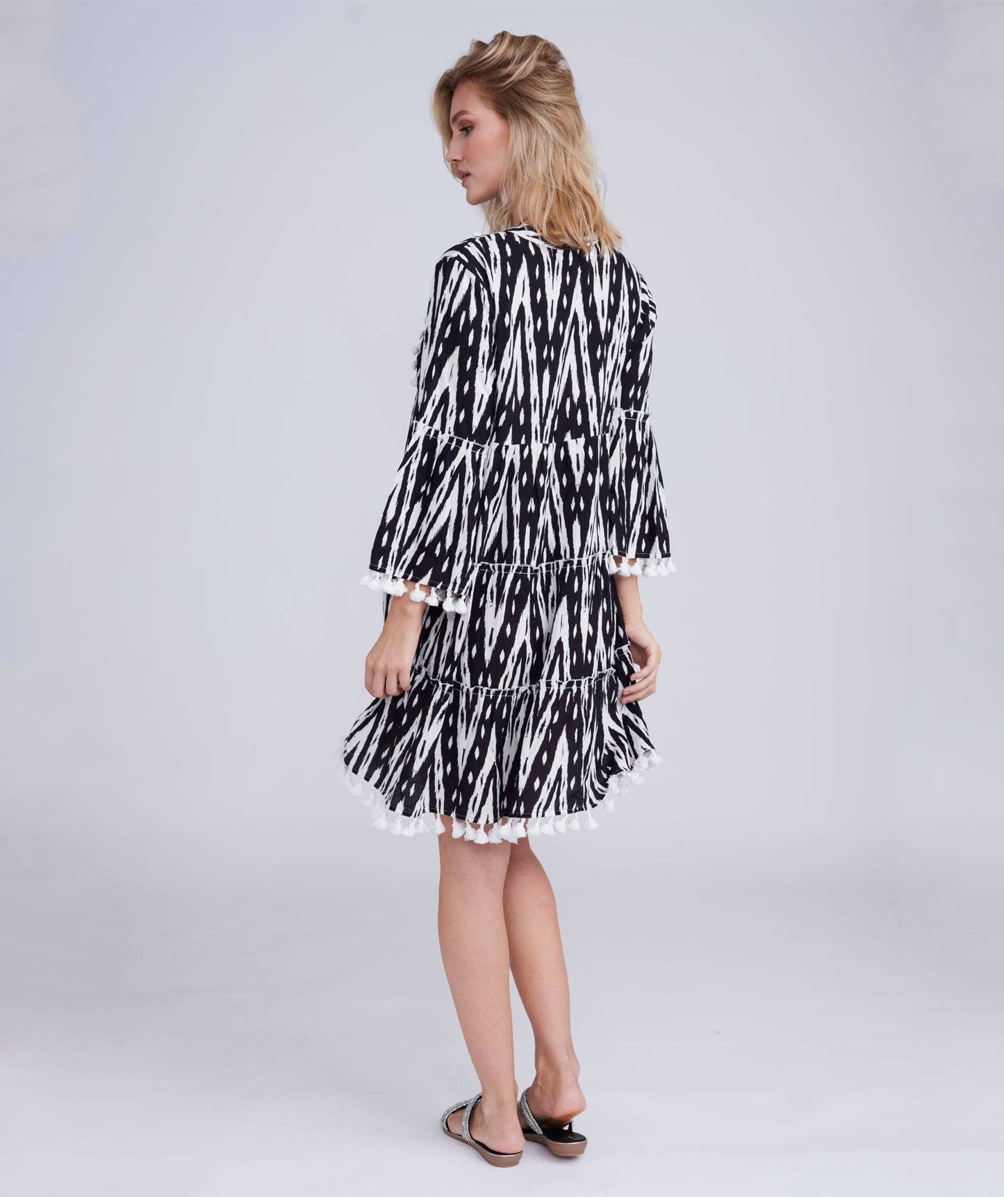 Pia Rossini- Kova Beach Dress - Black/White - Large UK14/16