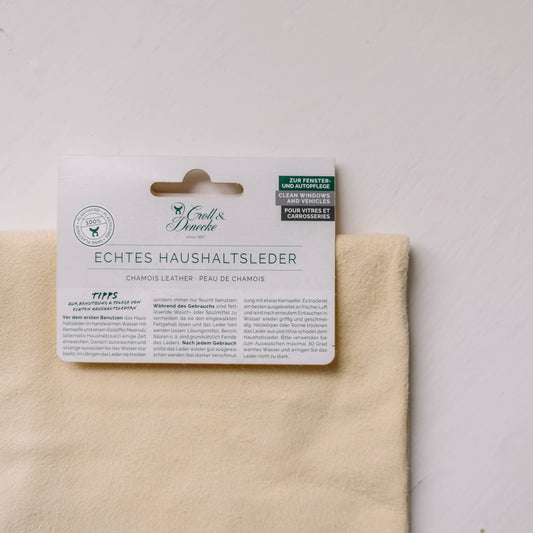 Croll & Denecke - Genuine Leather Chamois Cloth for Polishing and Home Cleaning Small