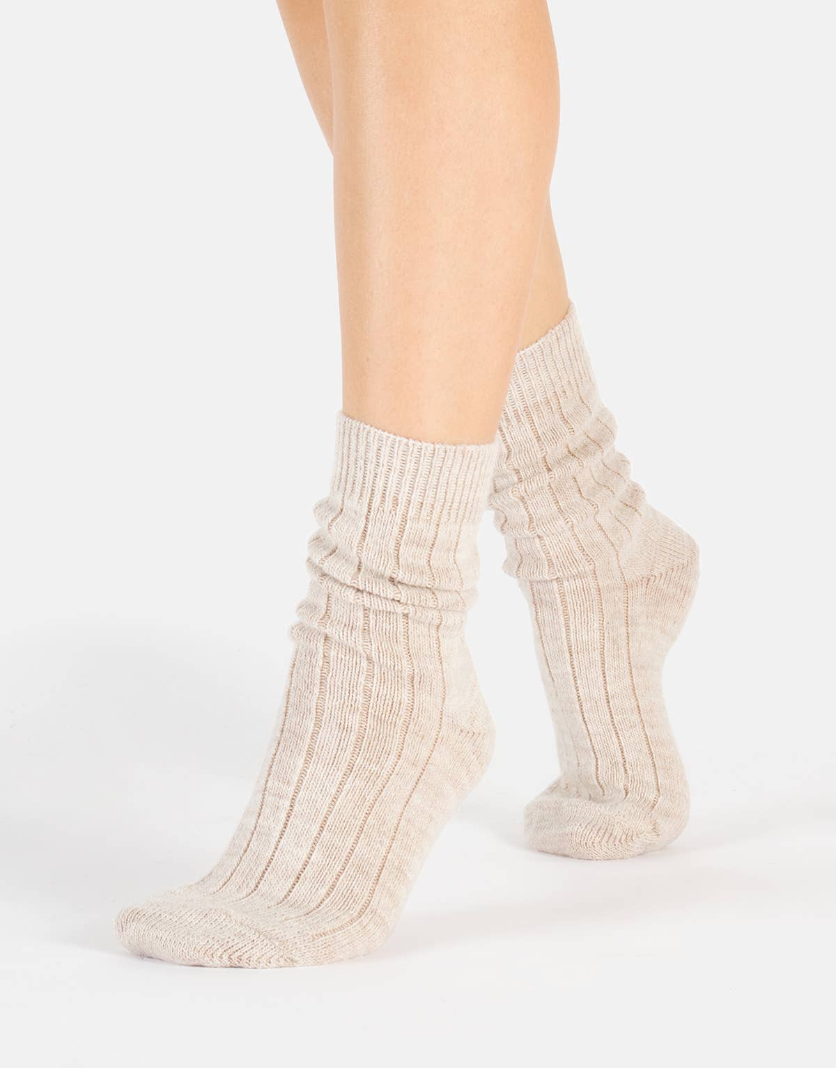 Cette - Alpaca Wool Socks Ribbed Pattern, Winter Socks : One Size